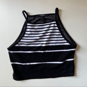 Black and white striped crop top